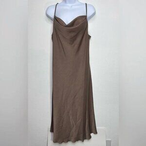 NWT Bebe Cowl Neck Draped Midi Slip Dress Size Small